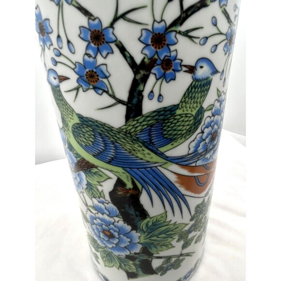Vintage Asian Floral Bird Decor Gold Trim‎ Vase 10" GAR-G-650 - Picture 7 of 11